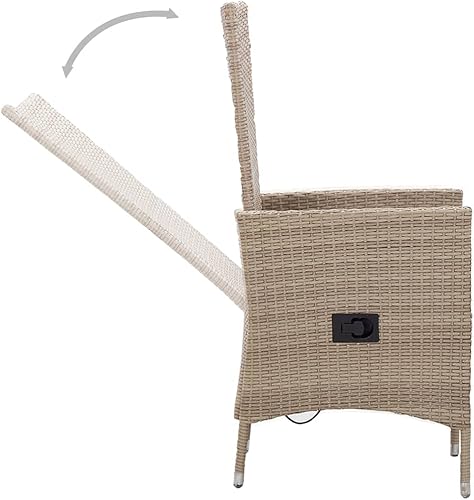 Miniatura 7 de Sillas de patio 2 piezas con cojines de ratán de poliéster beige para patio al aire libre, comedor, césped, sillas de comedor al aire libre, Sillas