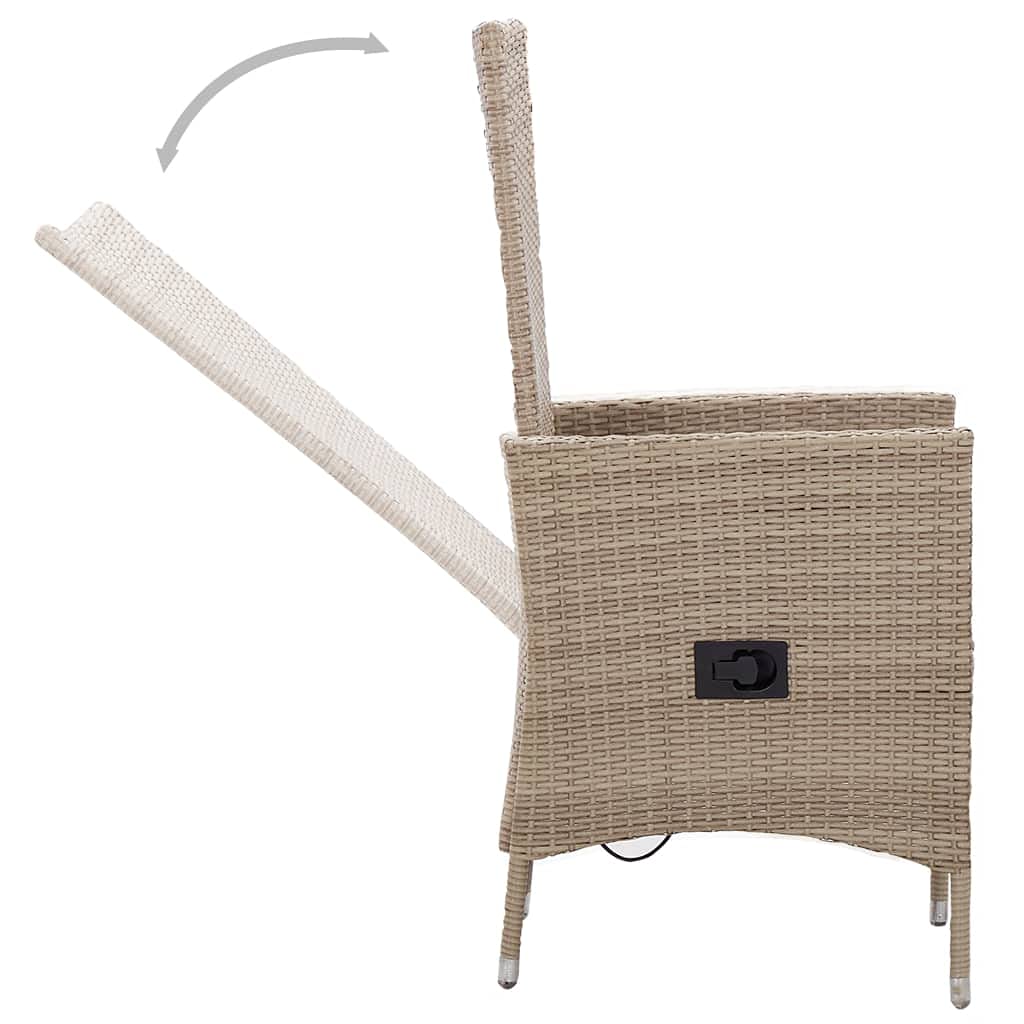 Juego de 3 muebles de jardín con cojines negros, juego de mesa de comedor al aire libre para patio y jardín, con cojines de fácil cuidado y sillas ajustables