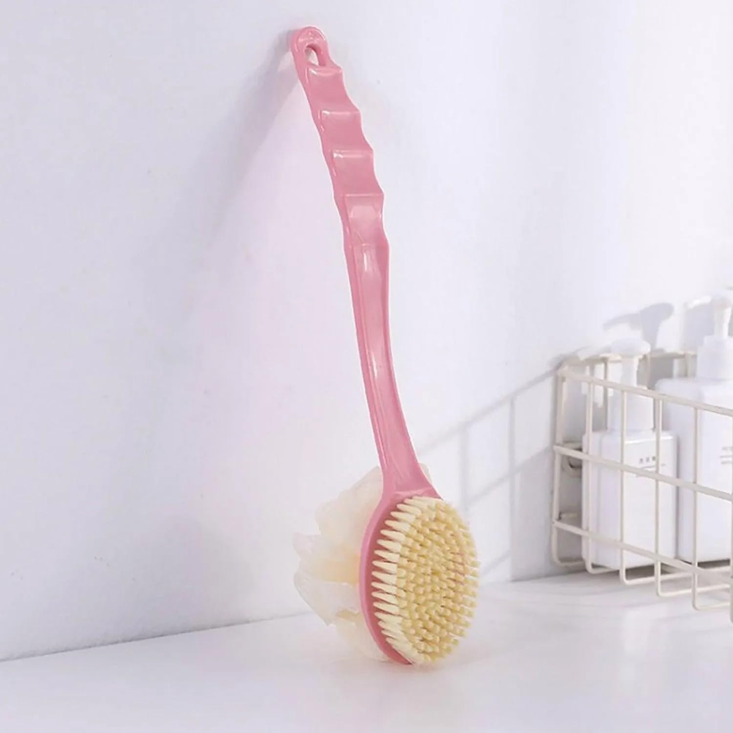 2-in-1 Bath Brush with Long Handle | Double-Sided Body Scrubber & Soft Bristle Bath Brush for Back, Feet & Body | Exfoliating Shower Brush for Men & Women (1 Pc)-image-31