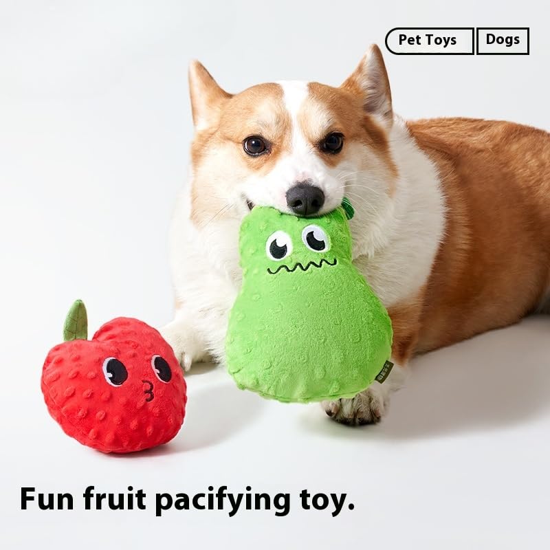 DAFORERAL Plüsch Gemüse Obst Hundespielzeug Quietschendes Kauspielzeug für Hunde, Dual Sound Design für Langeweile Linderung und Zahnreinigung (Zitrone)