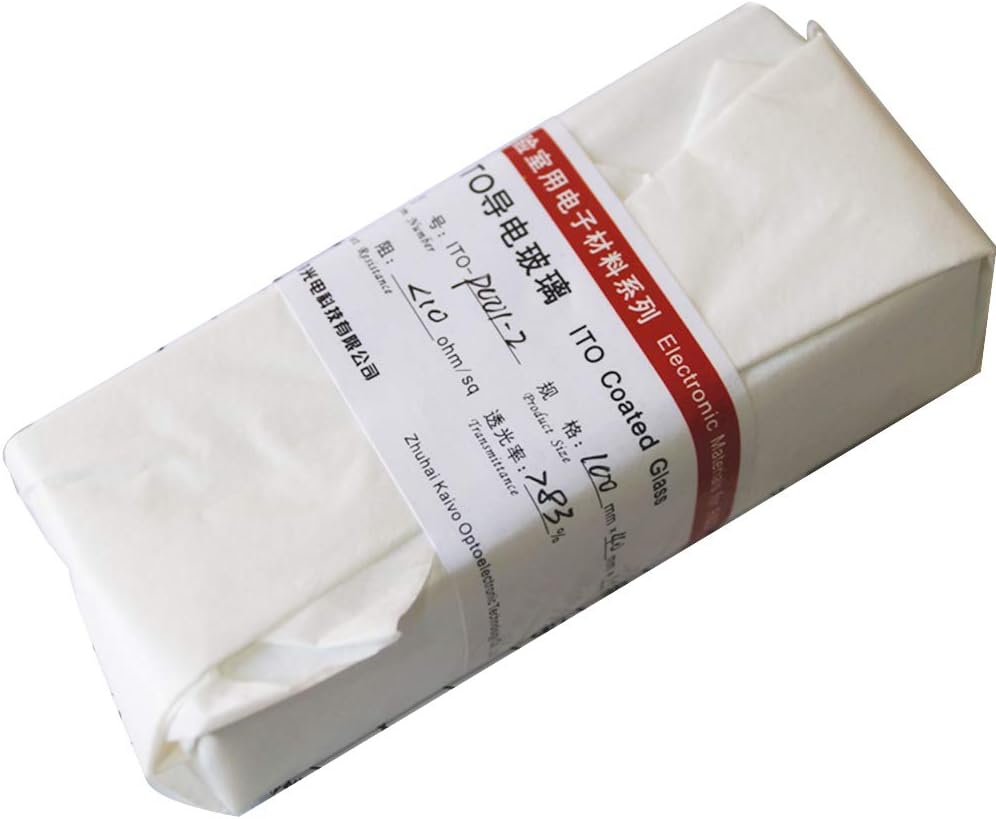 Huanyu ITO Coated Conductive Glass Transparent Indium Tin Oxide Coated Conductive Glass for Lab R&D Use 7/10/15/17 ohm/sq (ITO ＜15ohm/sq, 100×40×1.8mm, 25pcs)