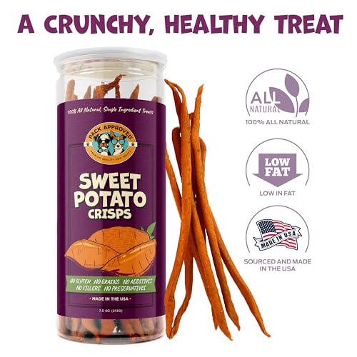 Sweet Potato Dog Treats Made in USA – Single Ingredient Dog Treat – Dehydrated Sweet Potato Fries, Perfect for Dogs of All Breeds and Sizes – 7.5 oz Sweet Potato Dog Treats Made in USA – Single Ingredient Dog Treat – Dehydrated Sweet Potato Fries, Perfect for Dogs of All Breeds and Sizes – 7.5 oz