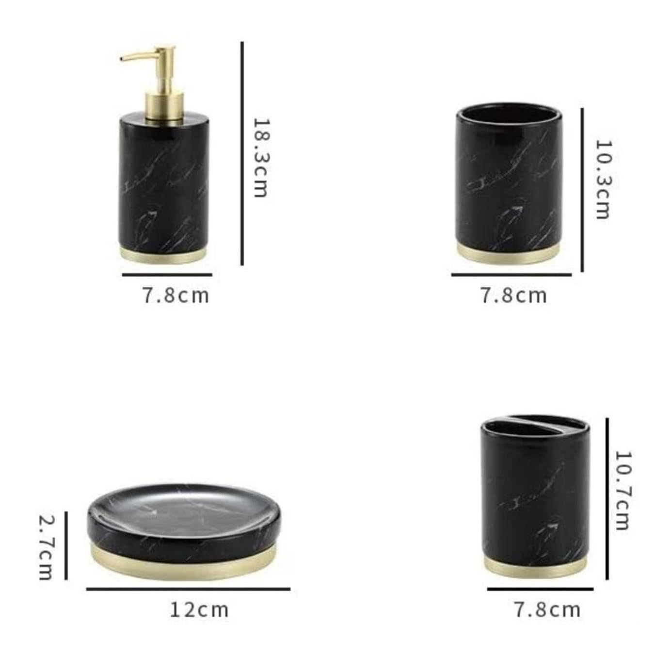 Dispensador Jabón Set Juego De Accesorios De Baño De 5 Piezas Incluye Dispensador De Jabón, Cepillo De Dientes, Soporte para Pasta De Dientes, Jabonera Y Vaso Baño Accesorios