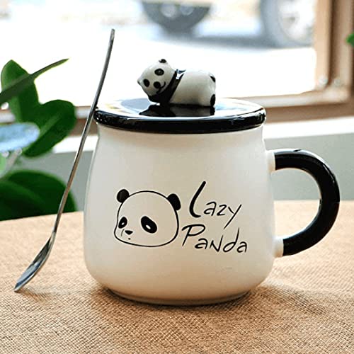 Image of BonZeal 3D Panda Ceramic Coffee Mug with Lid - Cute Panda Design Tea & Coffee Cup for Kids, 300 ml Reusable Drinkware for Home, Office & Desk, Gift for Panda Lovers