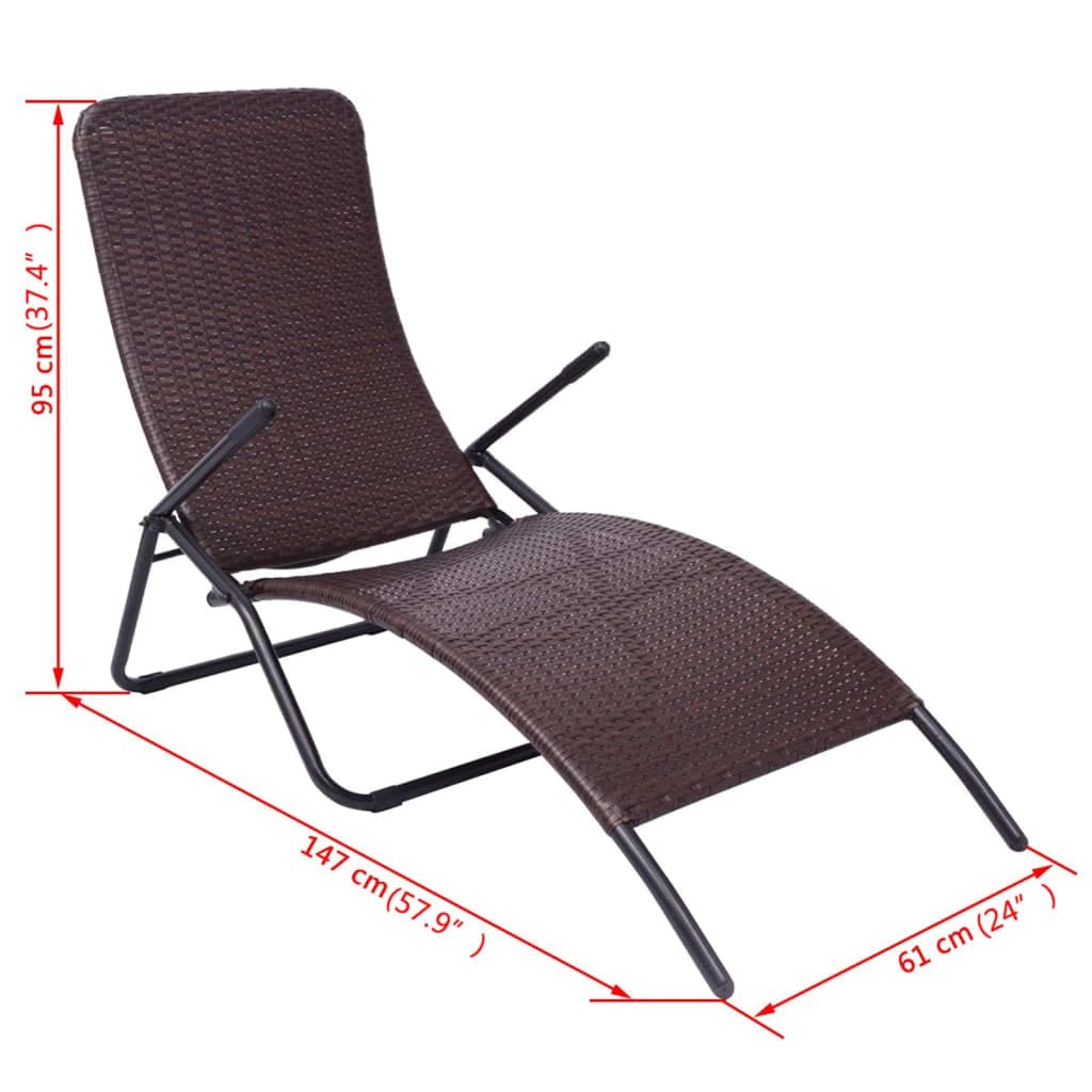 vidaXL Tumbona Plegable de ratán sintético marrón