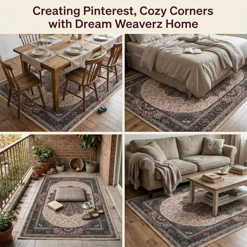 Image of Dream Weaverz Anti Slip Rectangular Carpet for Living Room & Hall | Silk | Flat Woven Soft Washable Floor Mat for Home, Bedroom Floor & Kitchen | Durable Anti Skid Rug for Daily Use (4 X 6) feet