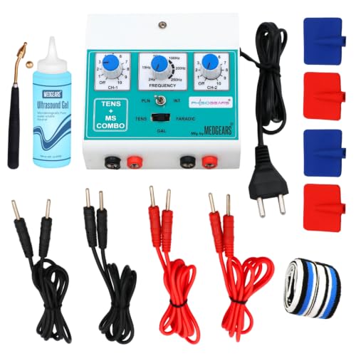 Image of Physiogears Mini Tens+MS Transcutaneous Electrical Nerve Stimulation Tens Muscle Stimulator Machine for Physiotherapy electrotherapy combo for all Pain Relief (Electrode Pad)