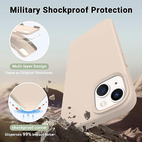 Image of DIZORO Microfiber Candy Case Compatible for iPhone 13 / iPhone 14 6.1 Inch Shockproof Slim Back Cover Liquid Silicone Case - Sand Pink
