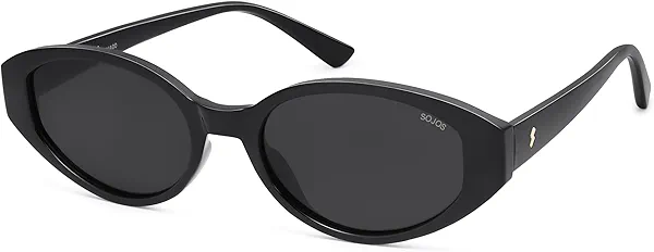 SOJOS Retro Oval Polarized Sunglasses for Women Chic Cat Eye Trendy Vintage Shades UV400 Protection