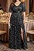 Pinup Fashion Formal Dresses Plus Size Black Evening Gowns Prom Sequin Gala Wedding Guest V Neck Flutter Sleeve Long Dress 2026