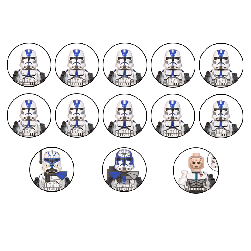 KUTUKU 13 pcs Clonne Army Soldiers Sets,Battle Soldiers Generals Legion Sets with Weapons,3 Captain and 10 Troopers,Gift for Boys and Girls