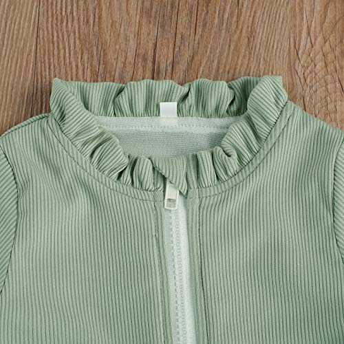 Merqwadd Toddler Baby Girl Swimsuit Rash Guard Long Sleeve One Piece Swimwear Bathing Suit For 1-5Years Kids (B-Mint Green,18-24 Months) #TOP3