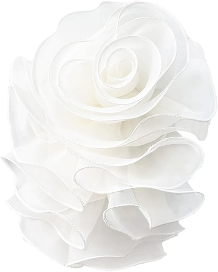 Handmade Layer Large Organza Rose Flower Brooch & Applique for Women Ladies – 13.5" x 10.6" Fabric Floral Brooches Lapel Pin for Her Elegant Wedding Party Banquet Dress Suit Accessories