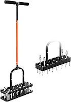 YIYOUPENG Pro Lawn Aerator: 21 Sharp 2.4" Iron Spikes, Semi-Auto Reset Springs, Ergonomic Foot Tool for Healthier Grass & Yard