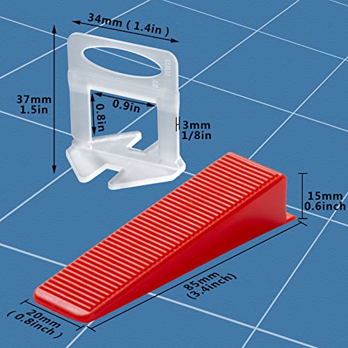 Tile Leveling System 1/8" Spacers Tile Leveler Clips Diy Tile Leveler Spacers 3800 Pcs Reusable Leveling Wedges 100Pcs Red For Tile Leveler Installation #TOP2