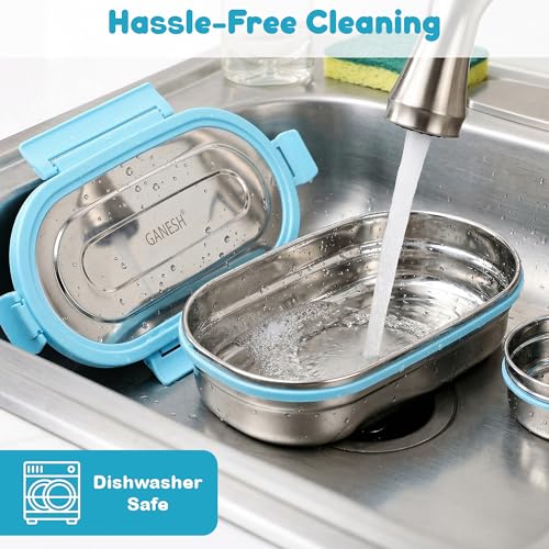 Image of Stainless Steel Lunch Box Set of 2 with Airtight Leak Proof Lid,Food Storage Containers with Silicone Vent Plug,Durable Lunch Box & Small Tiffin Box for Kids School Office Travel Meal Prep Use