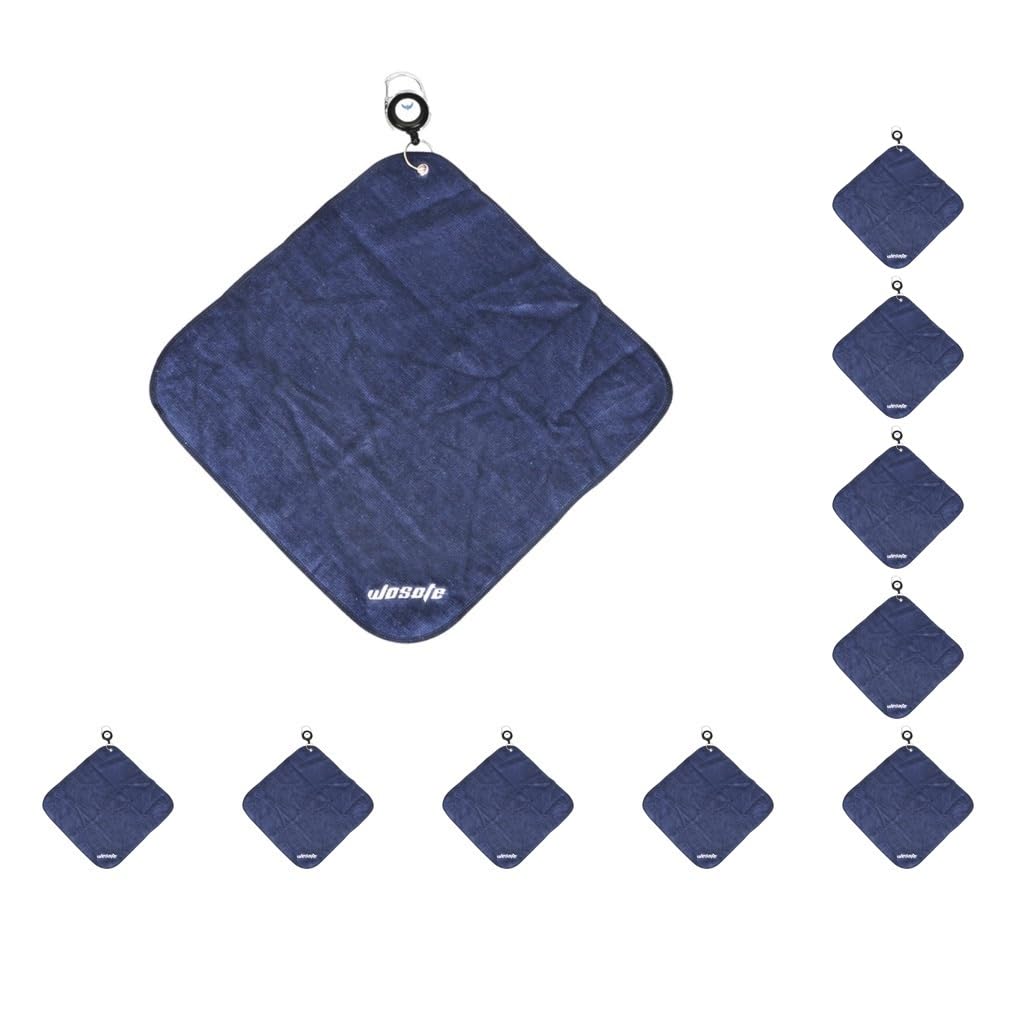 Juego de 10 toallas de golf de microfibra de 30 x 30 cm, absorbente de sudor, paño de limpieza deportivo, azul oscuro