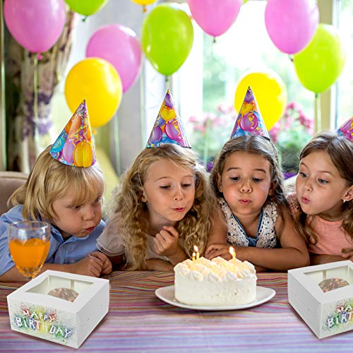 COYMOS Cake Boxes with Window-25 PCS 6x6x3\" White Bakery Boxes Square Cake Box with Transparent Window, Auto-Popup Disposable Cake Paper Box for Cupcake, Cookies, Pie, Donuts and Other Pastries - Thumbnail 5