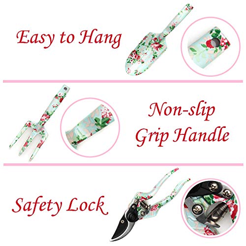 Garden Tools Set (4 pcs) - Garden Shears, Trowel, Hand Cultivator - Floral Gardening Tools for Women - Gardening Supplies Gardening Kit - Great Gardening Set for Outdoor and Indoor Gardening