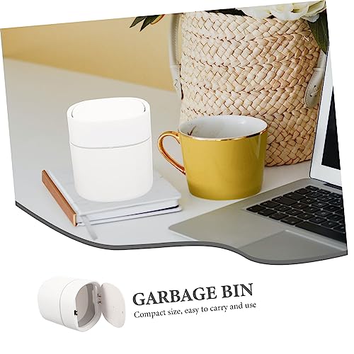 Papelera de escritorio rectangular blanca pequeña miniatura 5