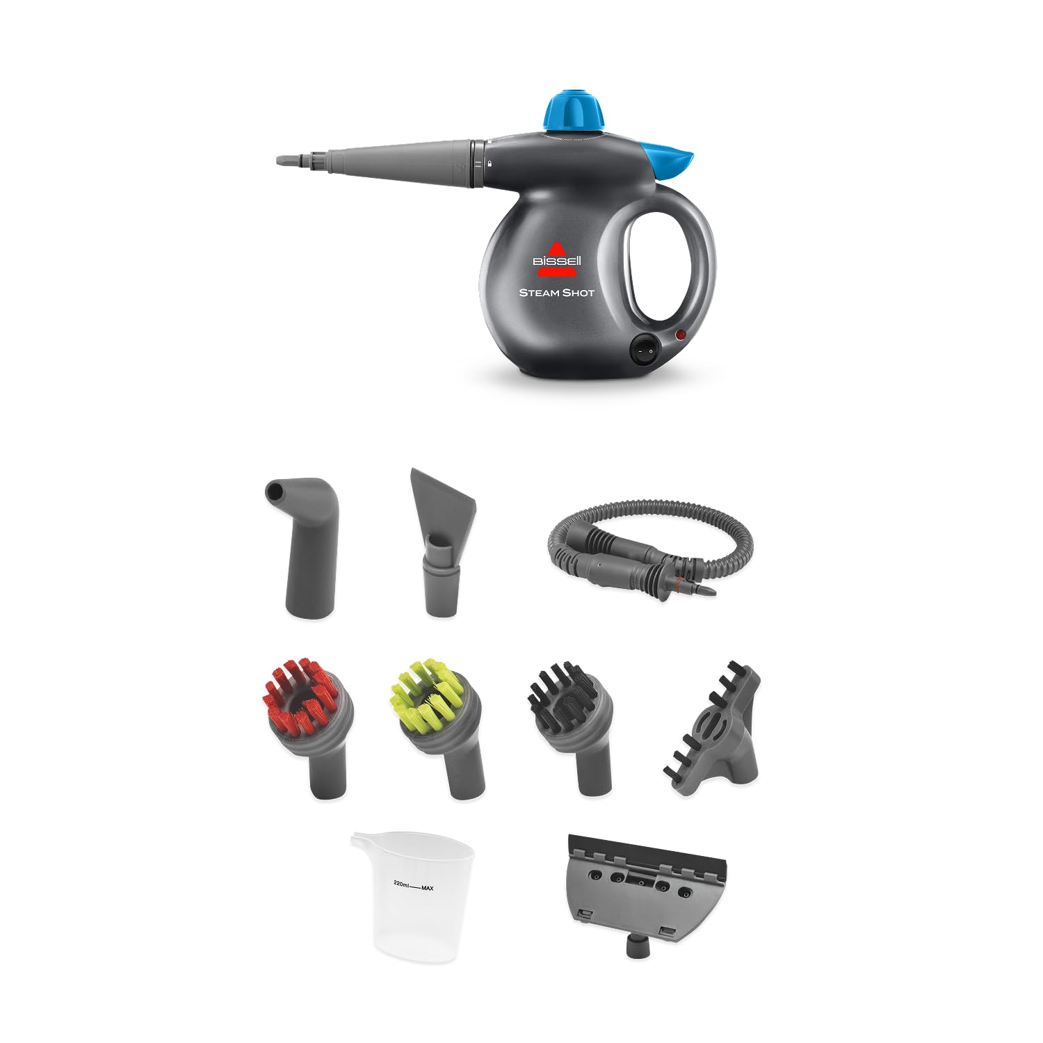 BISSELL Steam Shot Pulitore a Vapore Portatile 4267N | Multiuso con 10 accessori, per ripiani, piastrelle, fughe, cucina, bagno, finestre