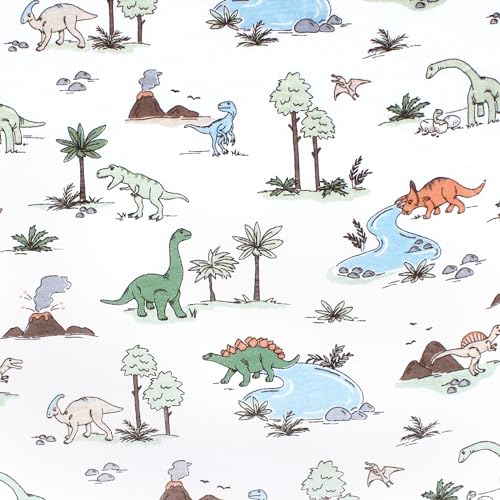 Image of Hudson Baby Unisex Baby Cotton Fitted Crib Sheet, Dinosaur Adventures, One Size