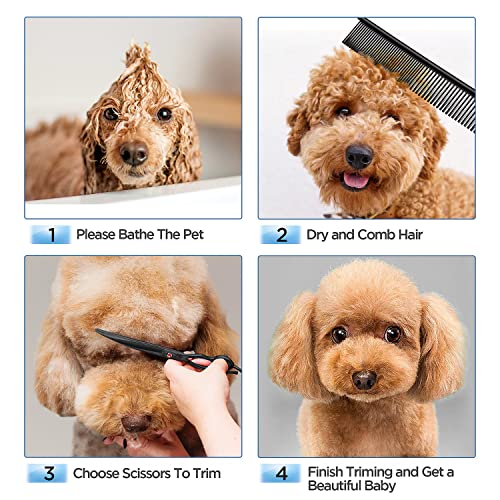 Gimars 7.0In Professional 4Cr Stainless Steel Safety Round Tip 6 In 1 Dog Grooming Scissors Heavy Duty Titanium Coated Pet Grooming Scissor For Dogs, Cats And Other Animals #TOP5