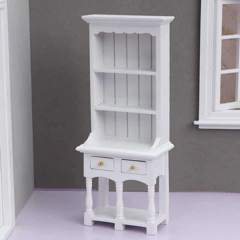 Miniatura 3 de AirAds Muebles para casa de muñecas a escala 112, casa de muñecas en miniatura, gabinete de exhibición de madera en miniatura, mueble blanco (juego