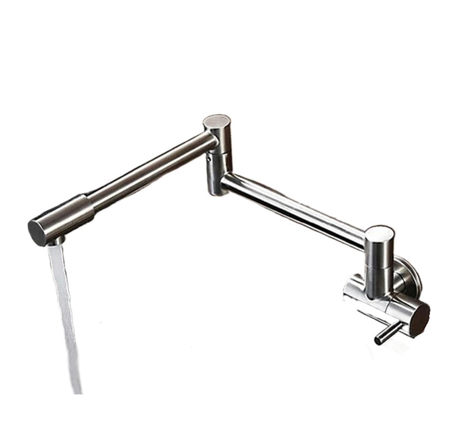Articulating Kitchen Faucet Brass Brushed Nickel Pot Filler Double Joint Wall Mount Brushed
