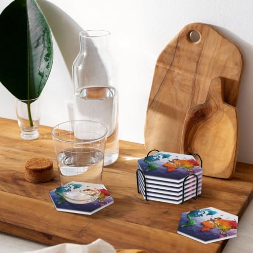 Dessous de verre céramique liège avec support rigide, set de table rond et réutilisable - 8