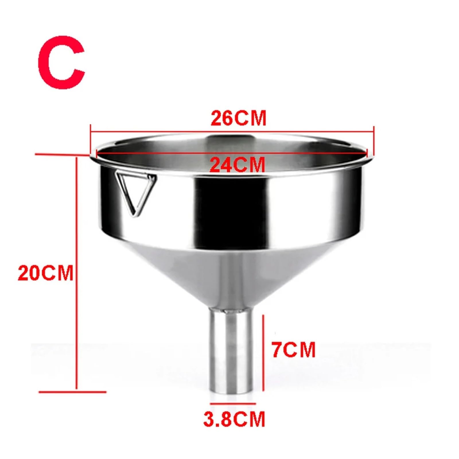 Embudo de boca ancha de acero inoxidable de calidad alimentaria, filtro multifuncional for mermelada, ensalada, aderezo, tarro, conservas, herramientas de cocina(C)