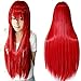 ANOGOL 80cm Long Straight Lolita Red Cosplay Wig Hair Wigs