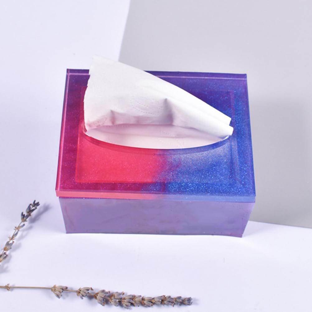 NUOBESTY Tissue Box Mold Silicone Mold for Resin Craft DIY Creative Tissue Storage Box with Lid 5.19X3.93X2.36 Inches Easy to Use Handmade Home Decor