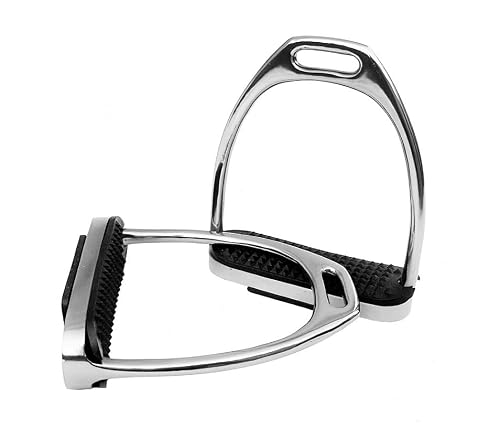 RIDING GEARS 4\",4.50\",4.75\",5\" Inch Horse Fillis Stirrups Equestrian Gloss Stirrups Silver (Polish) Stainless Steel (4.75 INCH)