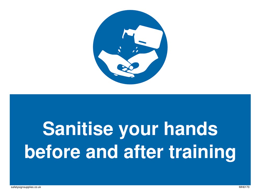 Pack of five - Sanitise your hands before and after training Sign - 200x150mm - A5L
