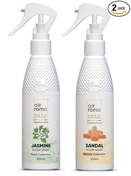 AIR-ROMA Combo of 2 Air Freshener Spray, Fragrance- Jasmine Flower & Sandal Sweet (400ml)