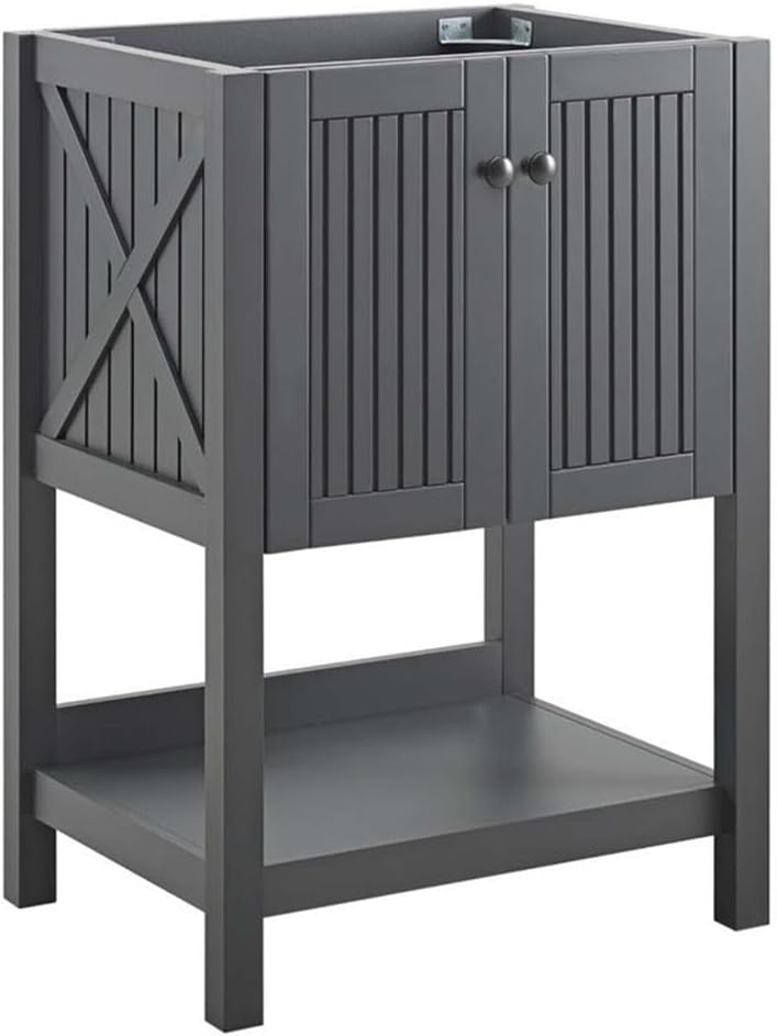 Modway Steam Soft-Close Doors Modern Wood Bathroom Vanity Cabinet in Gray