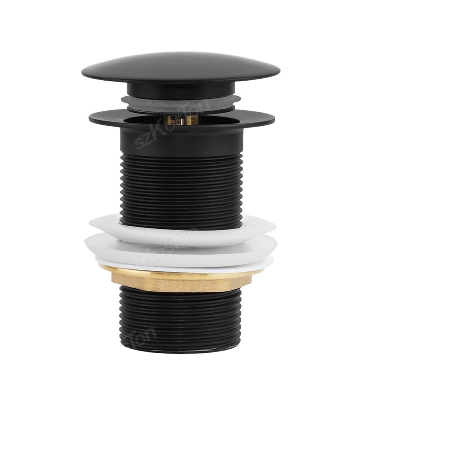 Basin Sink Pop Up Drain Bathroom Basin Sink Brass Pop Up Drain Waste Stoppers With Or Without Overflow Hole Washbasin Faucet Accessories for Bathroom(Matte Black-B)
