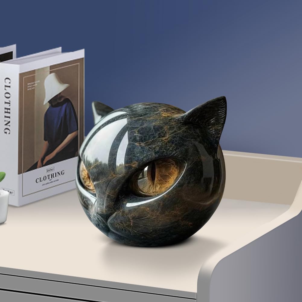 Scultura di Gatto Nero Halloween in Resina Statua di Gatto Elegante Decorazione Casa Regalo per Amanti dei Gatti