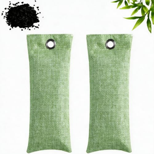 FIGCY Désodorisant Charbon de Bambou Lot de 2, Vert
