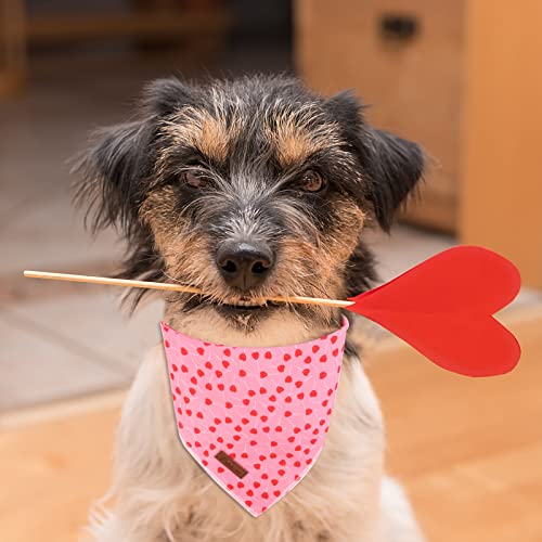 Image of Valentine's Dog Bandana, Valentine Triangle Bid Scarf for Girl Boy Small Medium Dogs or Cats, Adorable Puppy Wedding & Valentine's Bandana, Cute Soft Cotton Pet Kerchief
