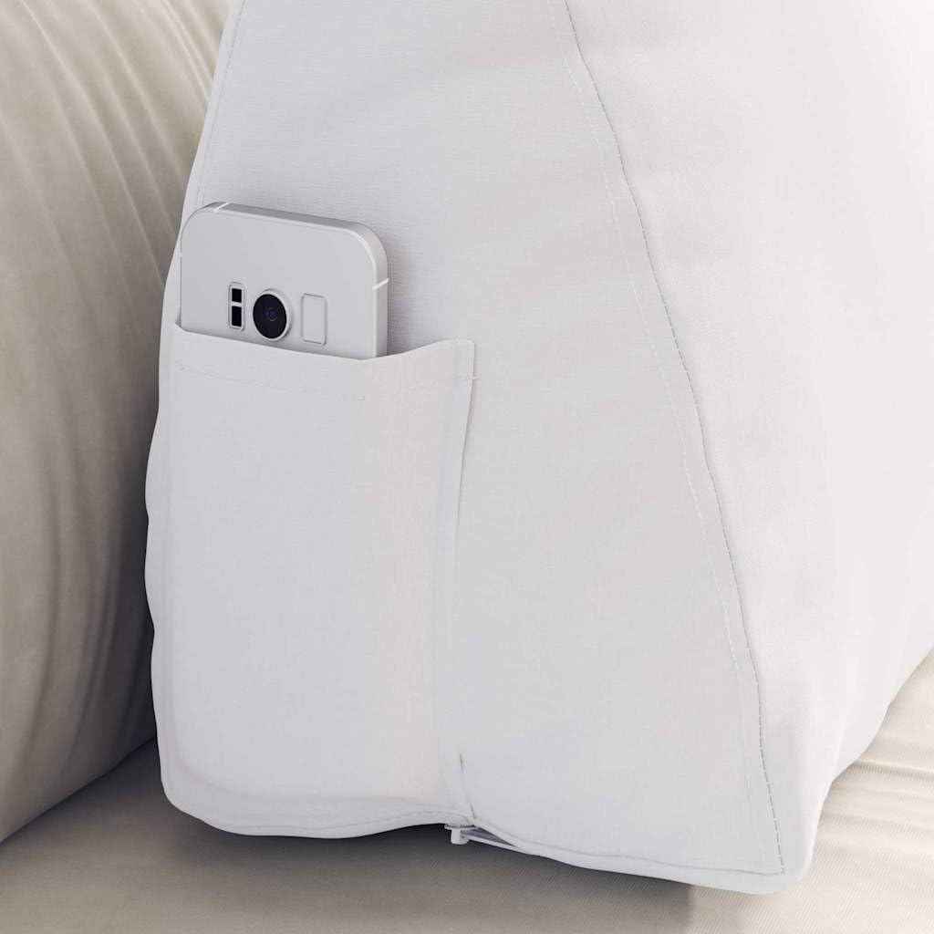 Poduszka pod plecy biała z materiału 60 x 20 x 50 cm z wypełnieniem poliestrowym, ergonomiczna poduszka lędźwiowa na sofę, łóżko, do biura i biura domowego, oddychająca i nadająca się do