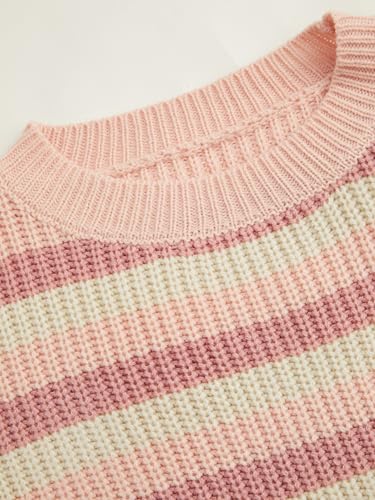 Image of CIDER Women's Cropped Striped Sweater Long Sleeve Crew Neck Trendy Pullover Tops