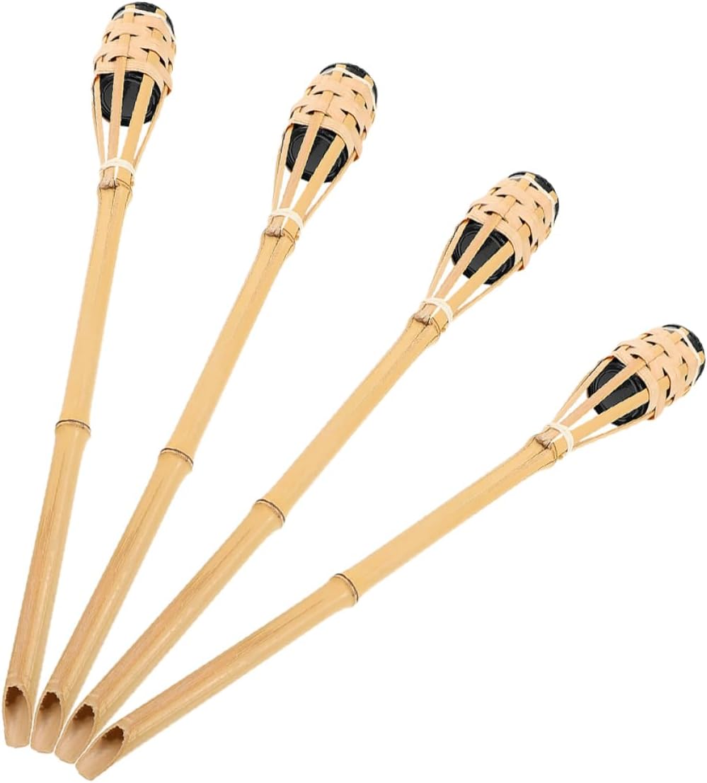 4pcs Garden Torch Handmade Outdoor Torches with Wind Resistant Flame for Festivals Weddings Luau Parties Lighting