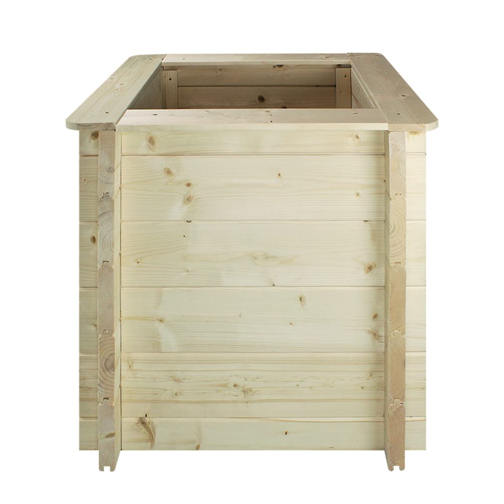 TIMBELA Carre Potager Exterieur Bois - Jardinieres Exterieur pour Jardin, Balcon, Terrasse – pour Fleurs, Herbes aromatiques, Légumes- Bois Massif pin/épicéa 28 mm, 58x58xH57 cm, M618