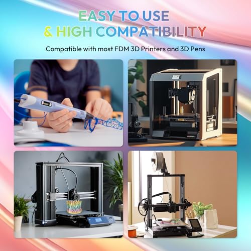 Image of AMOLEN Silk PLA 3D Printer Filament, Shiny Multicolor Rainbow PLA Filament 1.75mm, Gradient Color Change PLA 3D Printing Filament for Most FDM 3D Printer, Orange Yellow Blue Pink, 1kg (2.2lbs)