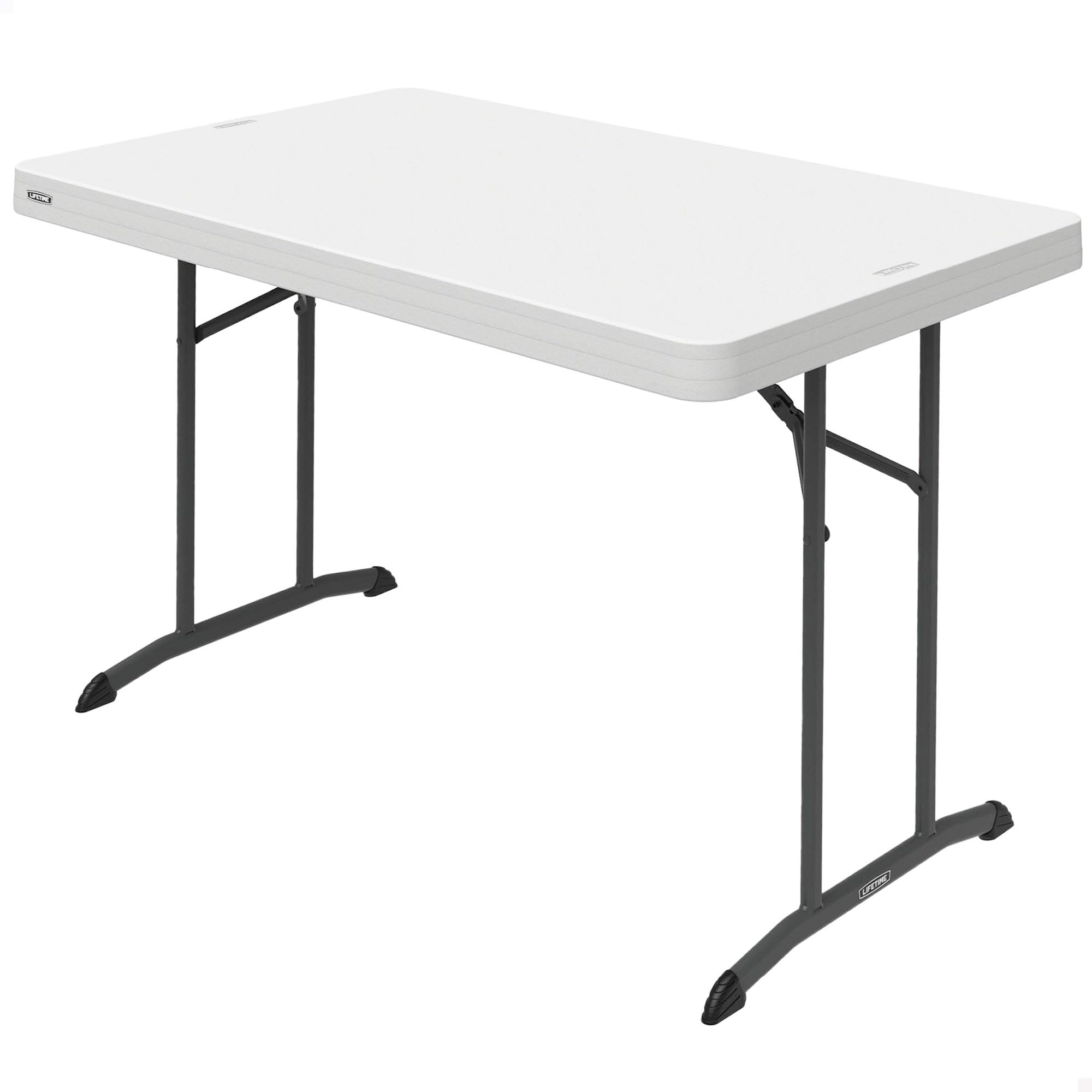 LIFETIME 92211 Table Pliante Blanche, Plateau 122 x 76 cm, Hauteur 74 cm, polyéthylène Haute densité, Protection UV, résistant à l'eau, Pieds Pliables métalliques, Usage intérieur et extérieur