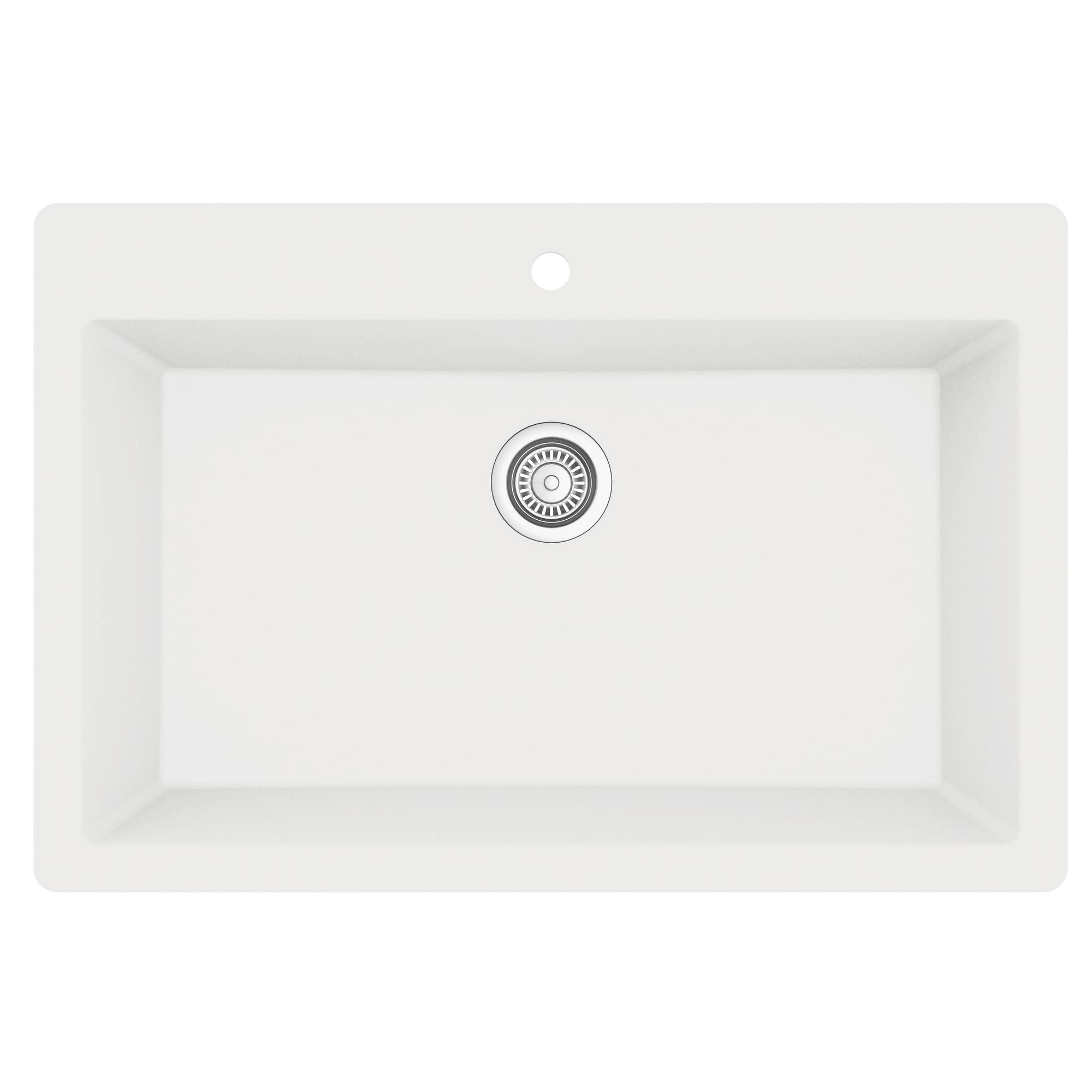 Karran QT-812 Top Mount 33 in. Large Single Bowl Quartz Kitchen Sink in White