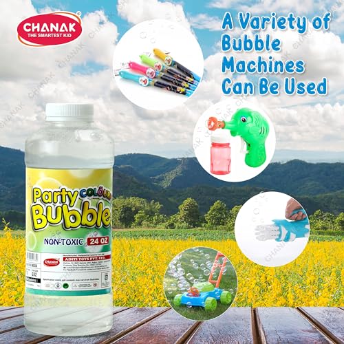 Image of Chanak Bubble Liquid Solution Bottle, 1500ml of Colorful Bubbles Solution, Bubble Refill Bottle, Bubble Maker Liquid for Guns & Camera for Kids Above 3 Years, BIS Approved (2 X 750ml)