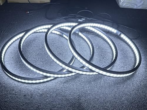 6Rolls PC Rings - 15.5'' Triple Row Double Side Brightest White LED Wheel Ring Light Rocker Switch/Remote Ctrl for Car Truck,Flashing,Breathe,Strobe Rim Lights,Pick Up (15.5'')